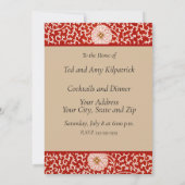 Invitation Rouge Floral Vibrant Ornate Classé Motif (Dos)