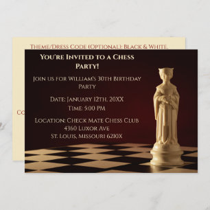 Invitation Rouge foncé 30e anniversaire jeu d'échecs Reine