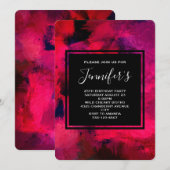Invitation Rouge foncé et violet Abstrait Anniversaire (Devant / Derrière)