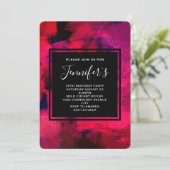Invitation Rouge foncé et violet Abstrait Anniversaire (Debout devant)