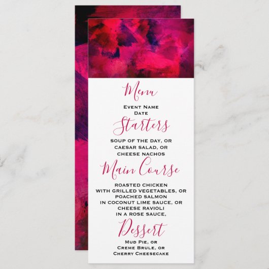 Invitation Rouge foncé et violet Gras & Abstrait moderne (Devant / Derrière)