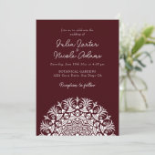Invitation Rouge foncé vin Brun Abstrait Mandala Mariage (Debout devant)