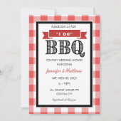 Invitation Rouge Gingham Rustique Je le fais Barbecue Mariage (Devant)