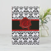INVITATION ROUGE, GLACE ET DAMAS NOIR, MONOGRAMME AU SCEAU DE (Debout devant)