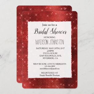 Invitation Rouge Glam Glitzy Étincelle
