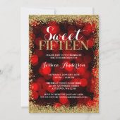 Invitation Rouge Gold Faux Parties scintillant Lumières Sweet (Devant)