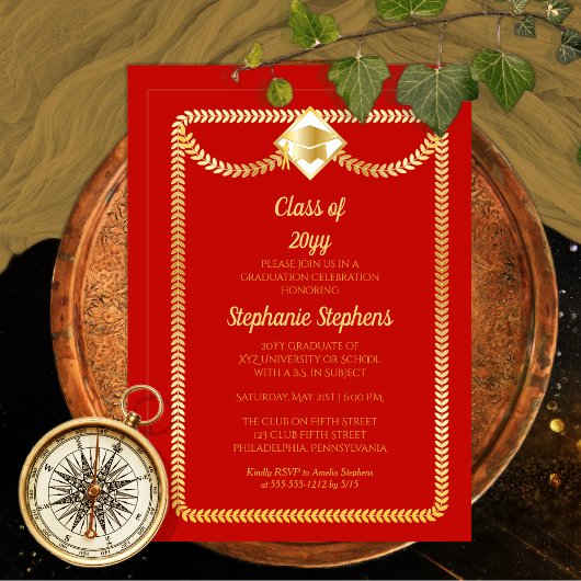 Invitation Rouge | Gold Serpentine Graduation Party