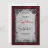 Invitation Rouge gothique Sweet 16 (Devant)
