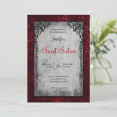Invitation Rouge gothique Sweet 16 (Debout devant)