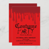 Invitation Rouge gouttes de sang Halloween Costume Party (Devant / Derrière)