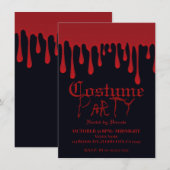 Invitation Rouge gouttes de sang Halloween Costume Party (Devant / Derrière)