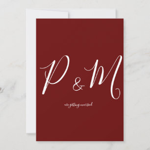 Invitation Rouge Grenat et Mariage Minimaliste Blanc