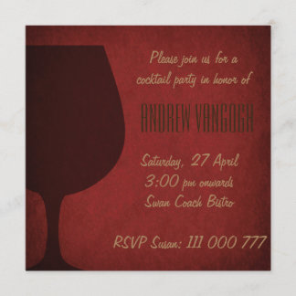 Invitation Rouge grunge d'invitation de partie en verre de