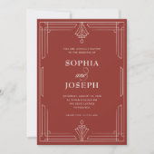 Invitation Rouge Intemporel | Code QR Tout en Un Mariage de V (Devant)