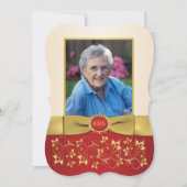 Invitation Rouge, ivoire, or 65ème photo Anniversaire Invitat (Devant)