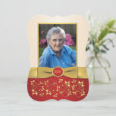 Invitation Rouge, ivoire, or 65ème photo Anniversaire Invitat (Debout devant)