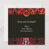 Invitation ROUGE JAUNE NOIR DAMASQUE MONOGRAMME Rubis (Dos)