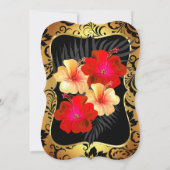 Invitation Rouge Jaune Or Noir Damas Hibiscus Anniversaire (Dos)