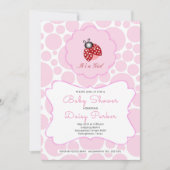 Invitation Rouge Ladybug Et Cercles Roses (Devant)