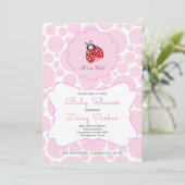 Invitation Rouge Ladybug Et Cercles Roses (Debout devant)