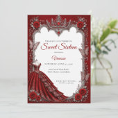 Invitation Rouge Luxe Princesse Douce 16 (Debout devant)