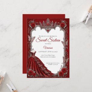 Invitation Rouge Luxe Princesse Douce 16