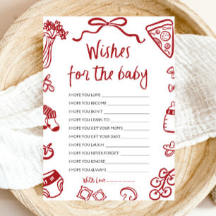 Invitation Rouge Main Tirée Italienne Souhaits Pour Baby Cons