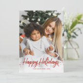 Invitation Rouge manuscrit unique photo Joyeux jours fériés (Debout devant)