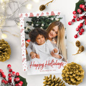 Invitation Rouge manuscrit unique photo Joyeux jours fériés