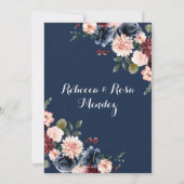 Invitation Rouge Marsala Marine Bleu Floral Twins Quinceañera (Dos)