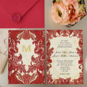 Invitation Rouge médiéval Renaissance Vintage Paisley Mariage