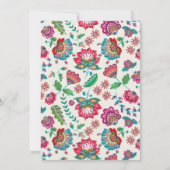 Invitation Rouge mexicain joyeux & Turquoise Folk art Floral (Dos)