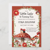 Invitation Rouge mignon Notre Petite Fille Ladybug Anniversai (Devant)