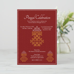 Invitation Rouge Minimal Tamil Kolam Pongal