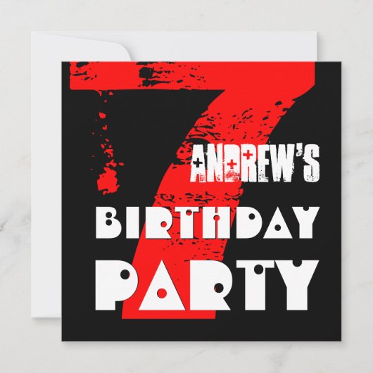 Invitation ROUGE moderne 7e anniversaire 7 ans V10 (Devant)