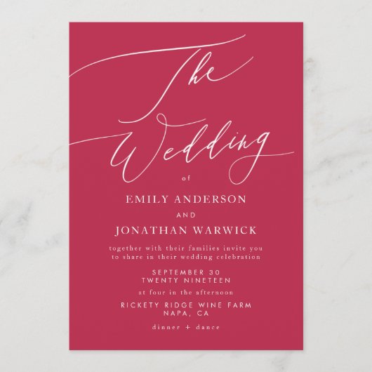 Invitation Rouge moderne Magenta simple (Devant)