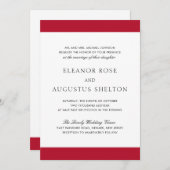 Invitation Rouge moderne minimaliste tout en un Mariage (Devant / Derrière)