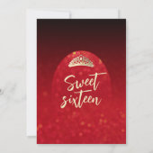 Invitation Rouge moderne projecteur bokeh papillon robe tiara (Dos)