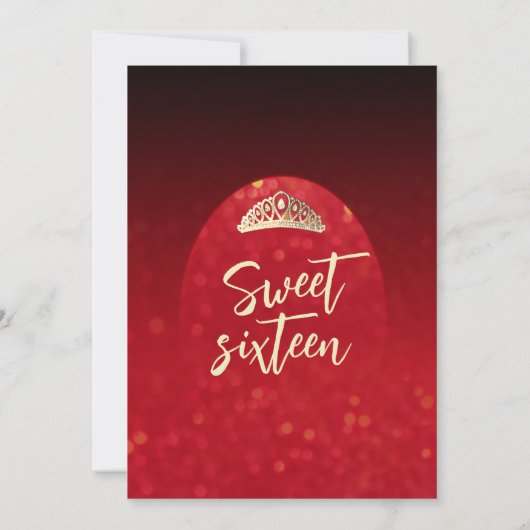 Invitation Rouge moderne projecteur bokeh papillon robe tiara (Dos)