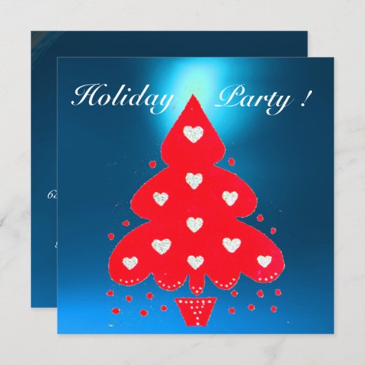 Invitation ROUGE NOËL TREE FÊTE DE VACANCES, Émeraude (Devant / Derrière)