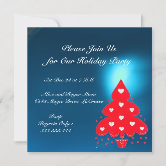 Invitation ROUGE NOËL TREE FÊTE DE VACANCES, Émeraude (Dos)
