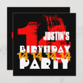 Invitation ROUGE NOIR 14e fête d'anniversaire 14 ans V06 (Devant / Derrière)