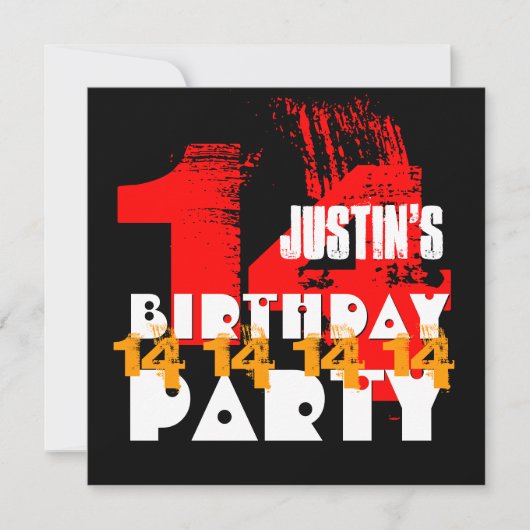 Invitation ROUGE NOIR 14e fête d'anniversaire 14 ans V06 (Devant)