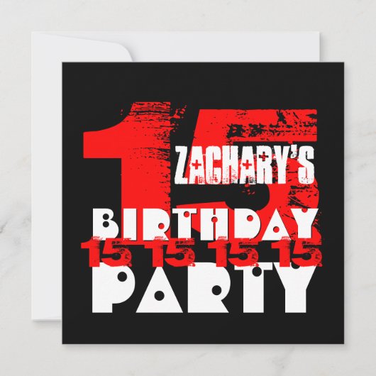 Invitation ROUGE NOIR 15e anniversaire Fête 15 ans V07 (Devant)