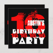 Invitation ROUGE NOIR 16e fête d'anniversaire 16 ans V08 (Devant / Derrière)