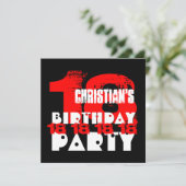 Invitation ROUGE NOIR 18e anniversaire Fête 18 ans V10 (Debout devant)