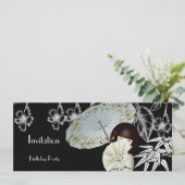 Invitation Rouge Noir Blanc Asiatique Bambou (Debout devant)
