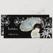 Invitation Rouge Noir Blanc Asiatique Bambou (Devant / Derrière)