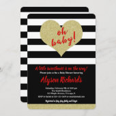 Invitation Rouge noir blanc baby shower de la fête des Valent (Devant / Derrière)