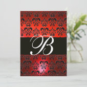INVITATION ROUGE NOIR BLANC  DAMASSÉ MONOGRAMME RSVP (Debout devant)